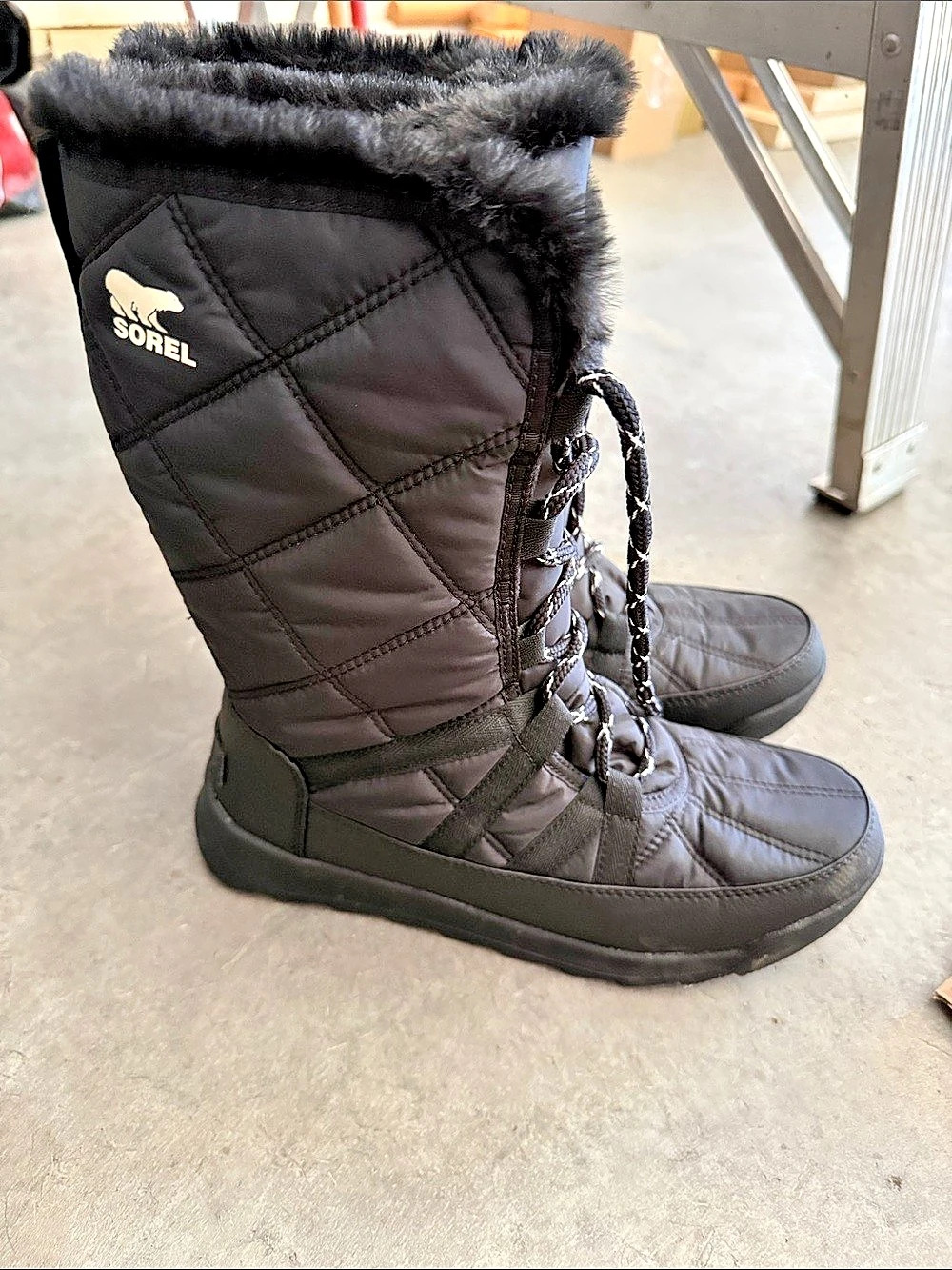Sorel Explorer Carnival Faux Fur Winter Boot Black US 8